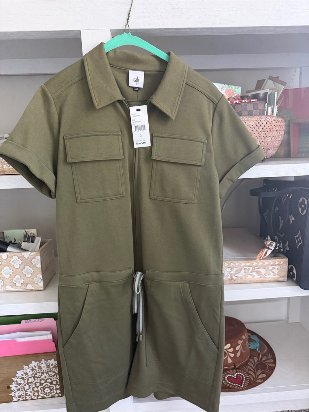 Cabi New NWT Squad Romper #6592 -Green -Size Small. Was $143